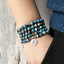 Mala Beads Necklace OM Gemstones Blue Malachite Beaded Bracelet Wrap