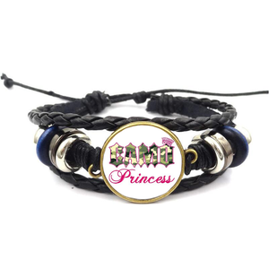 Camo Princesse Verre Cabochon Bracelet Tressé Bracelet En Cuir Bracelets