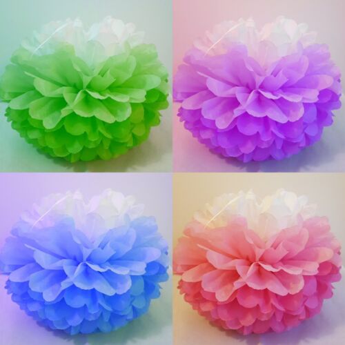 4 x Ombre tissue paper pompoms hanging wedding party birthday decorations