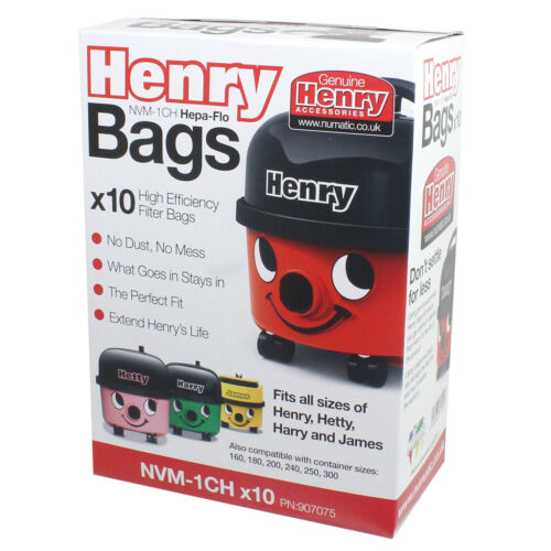 10 Henry Hoover Bags Main Cloth Filter 12/" Hepa Flo Numatic Hetty James Vacuum