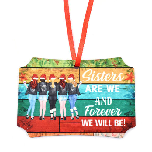 Details about  / Sisters Are We And Forever We Will Be/' Christmas Tree Pendants Wooden Xmas-Decor