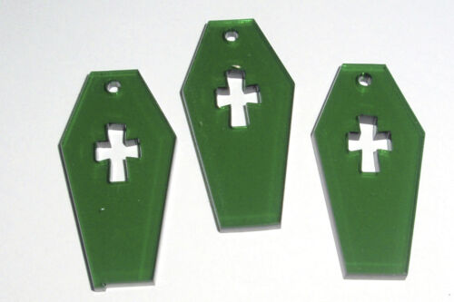 Halloween Spooky Evil Coffin charms pendants x 3 kitsch Craft DIY