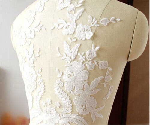 Lace Evening Dress Motif Embroidery Floral Applique Costume Bridal DIY Trim 1 PC