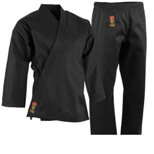 ProForce 7.5 oz Medium Weight Uniform BLACK with White Belt Karate TKD Training 