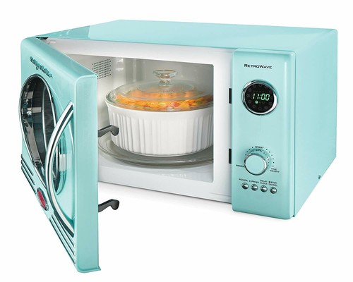 Retro Countertop Microwave Oven 800W Kitchen Cooking Led Display 12 Pre-Program