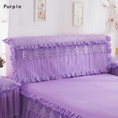 1X Bed Headboard Slipcover Lace Flower Ruffle Stretch Dustproof Cover Home Decor