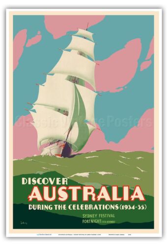 Australia Sydney John Vickery 1934 Vintage World Travel Poster Print 