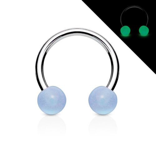 Details about   Pair Glow in the Dark Horseshoe Circular Barbell Ring Septum Tragus Lip Piercing 