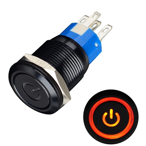 12V Metal Car Switch Latching Power Push On Start Button Latching Momentary 19mm