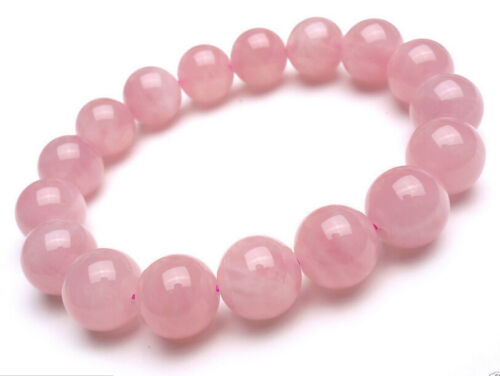 8mm Natural Madagascar Deep Pink Rose Quartz Crystal Round Beads Bracelet AAA 