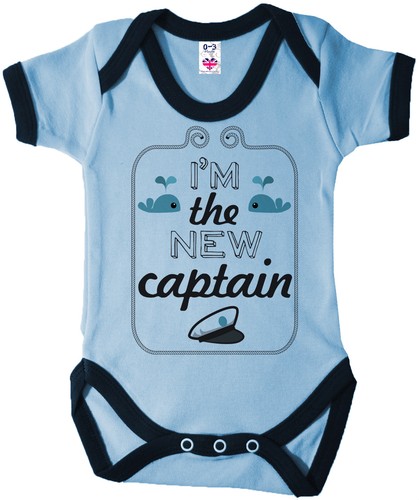 Funny Baby Bodysuit /"I/'m the New Captain/" Babygrow Sailor Boat Sea Cadet Gift