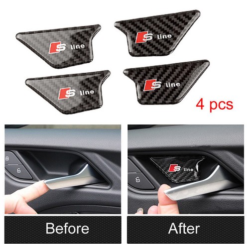 4pcs Carbon Fiber Interior Door Handle Bowl Sline badge Stickers For Audi A3 Q3
