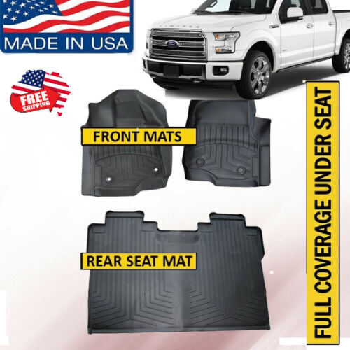F150 Liner Weather beater Floor Mats For 2015-2019 Ford F-150 SuperCrew Crew Cab