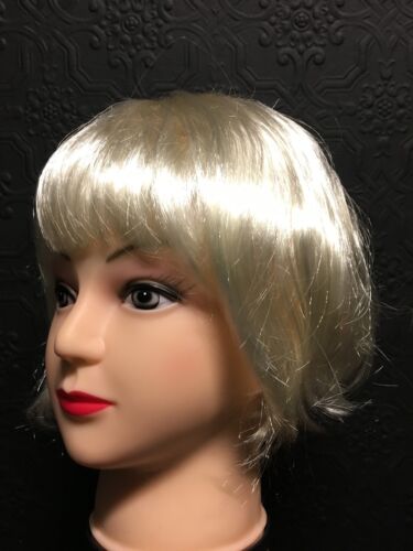 WOMENS LADIES PINK BLOND SHORT BOB WIG FANCY DRESS BOBBED WIGS HEN PARTY COSTUME