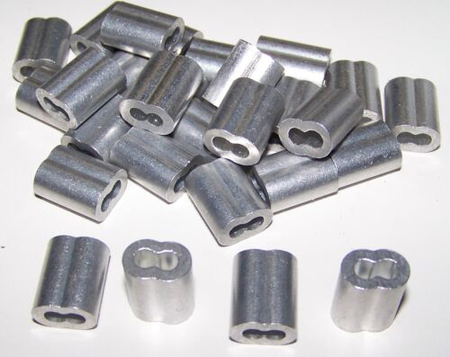 NEW LOT OF 100 1//8/" Aluminum Cable Crimps//Sleeves