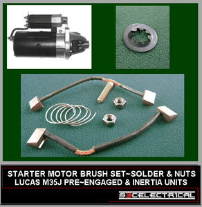 Lucas m35j démarreur brosses soudure nuts /& Étoile Rondelle pre-engaged
