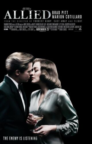 ALLIED Original Movie Promo Poster 11 x 17 Inch Brad Pitt Marion Cotillard