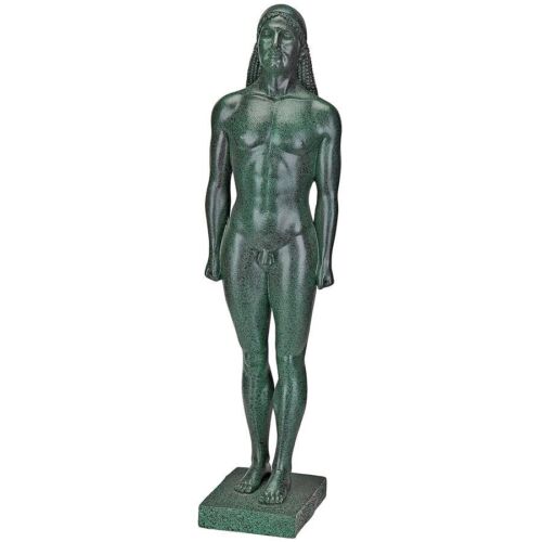 Greek Kouros Male Youth Noble Nude Boy Statue Dark Green Granite Finish Sculpt 