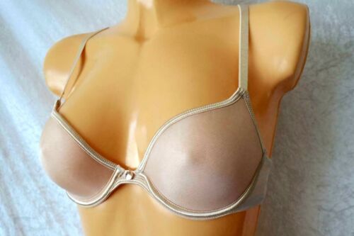 F&f Bra Nude Beige T Shirt plongeant Shimmer soutien-gorge baleiné UK 32-38 A B C DD entièrement neuf sans étiquette 