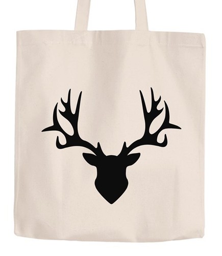 Jutebeutel Hirsch-Geweih Silhouette Einkaufstasche Stofftasche Moonworks®