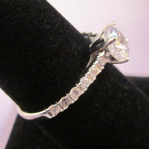 Details about  / 925 STERLING SILVER Solitaire Accented Band Ring Size 6 BID