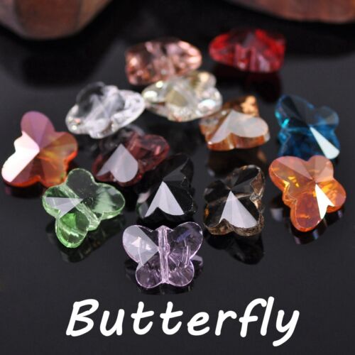 10pcs Butterfly//Heart//Flower 14mm Faceted Crystal Glass Loose Beads lot