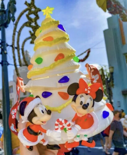 Disney Parks White Christmas Tree Light Up Holiday Popcorn Bucket Mickey Minnie 
