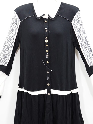 Elisa Cavaletti lange schwarz weiße Bluse Tunika ELW181008210 Gr S M XL