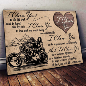 Biker I Choose You Marriage Anniversary Gift For Husband Wife Vintage Poster 
