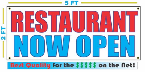 RESTAURANT NOW OPEN Banner Sign NEW 2x5 breakfast lunch dinner food