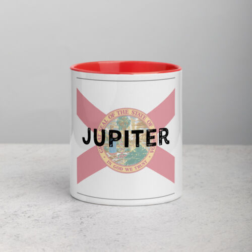Jupiter Florida State Flag Background Coffee Mug with Color Inside 