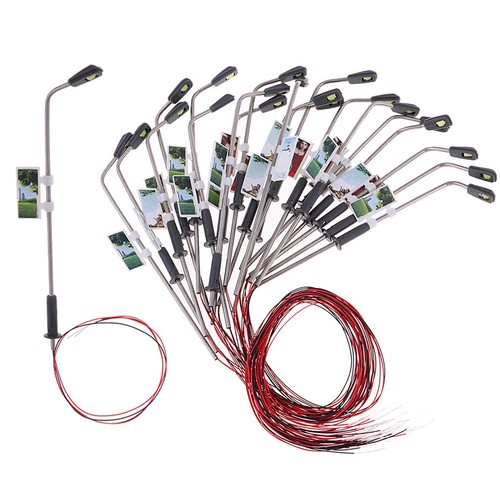 200 20x Modell Laternenpfahl Straßenlaternen LEDs Warmweiß HO Eisenbahn Zug 1
