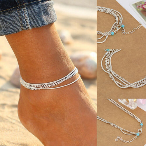 Women Turquoise Charm Anklet Ankle Bracelet Chain Sandal Beach Foot Jewelry Gift