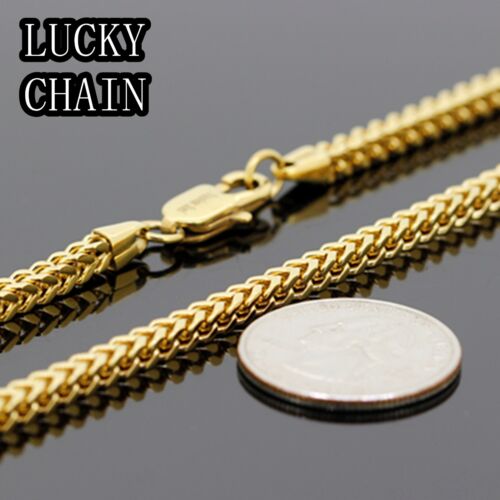 30"STAINLESS STEEL GOLD FRANCO BOX CHAIN NECKLACE 3.5mm38g R156 