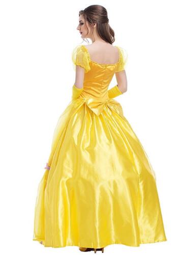 Ladies Beauty and The Beast Princess Belle Cosplay Costume Fancy Ball Gown Dress