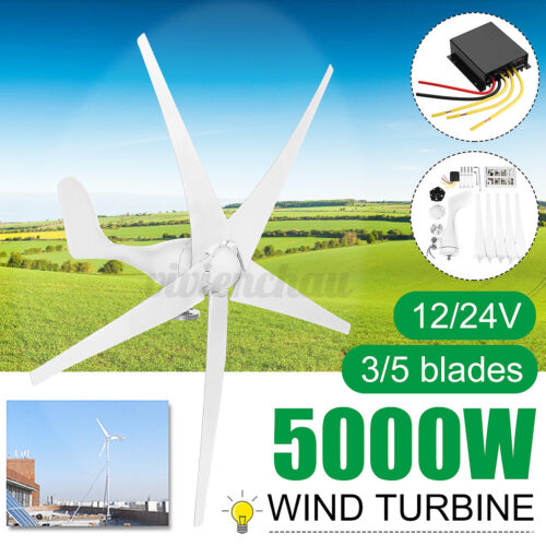 Max Power 5000W Wind Turbines Generator 5 Blades DC24V w/Charge Controller 