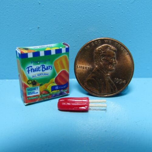 Dollhouse Miniature Replica box of Popsicle Fruit Bars and a Popsicle ~ G063