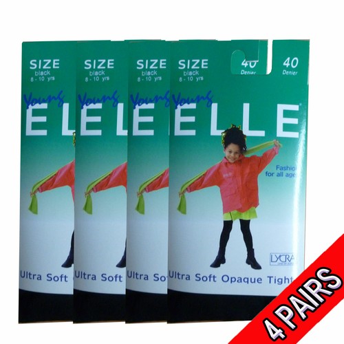 4 X ELLE KIDS CHILDREN GIRLS 40 DENIER ULTRA SOFT OPAQUE TIGHTS WITH LYCRA *