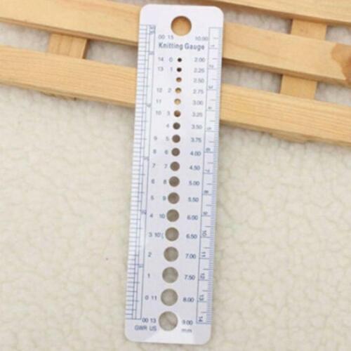 New Knitting Needle Gauge Measure Metric Sewing Plastic Ruler Tool FW 