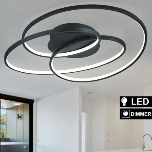 LED Design Decken Lampe schwarz Wohn Ess Zimmer Ring Strahler Leuchte DIMMBAR 