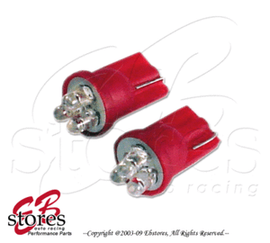 Set of 2 1 Pair Red License Plate 3 LED T10 Wedge Light Bulbs 2821 168 194