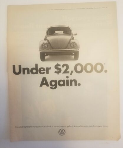 1960 70 VW Volkswagen Beetle Bug Vintage Ad Print Art Car 1.99 4.9 U PIck Print 
