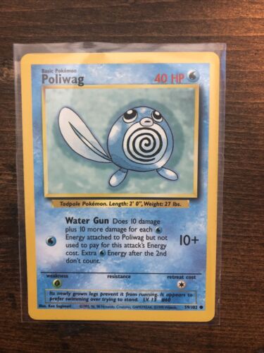 Near-Mint Excellent Poliwag 59//102-1999 Pokemon Unlimited