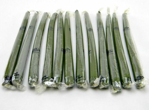 Lot of 12 Vintage Price's Venetian Candles in Avocado/Green 12" Non-Drip 6Hrs 