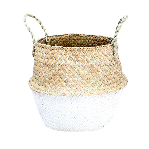 Natural Seagrass Woven Storage Pot Tote Belly Basket Storage Plant Pot Cover NL 