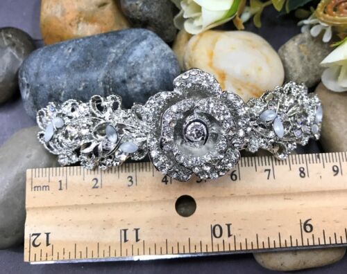 silver tone elegant clear color barrette rhinestone crystal hair clip ha276225cl 