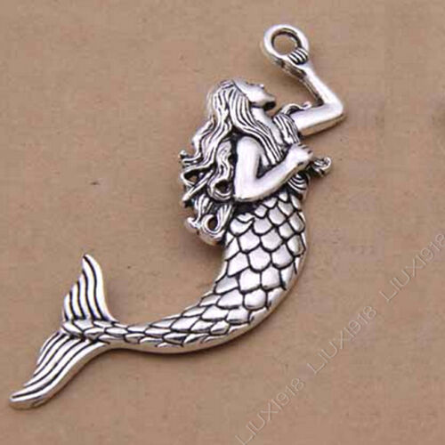 10pc Tibetan Silver Charm Pendant Mermaid Accessories Jewellery Making B823P 