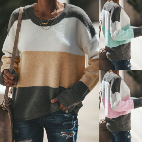 Plus Size Women Chunky Knitted Sweater Jumper Winter Ladies Casual Pullover Top