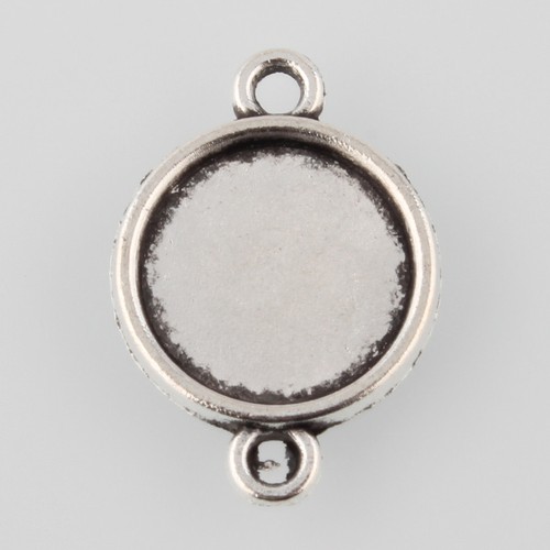 50 pcs Antique Silver Tibetan Style Alloy Flat Round Cabochon Connector Settings