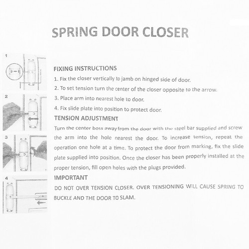 Auto Closing Surface Mounted Door Closer Adjust Fire Rated Spring Loaded Sets